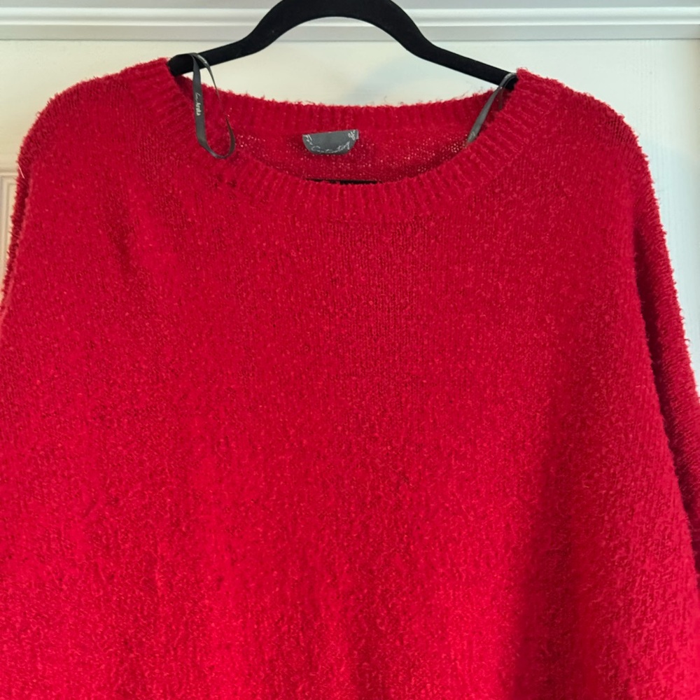 Arula Red Sweater size C-22-24 Fuzzy and Cozy Classic Red Holiday Christmas